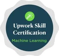 Upwork Skill Certification badge for Machine Learning, issued October 2024.